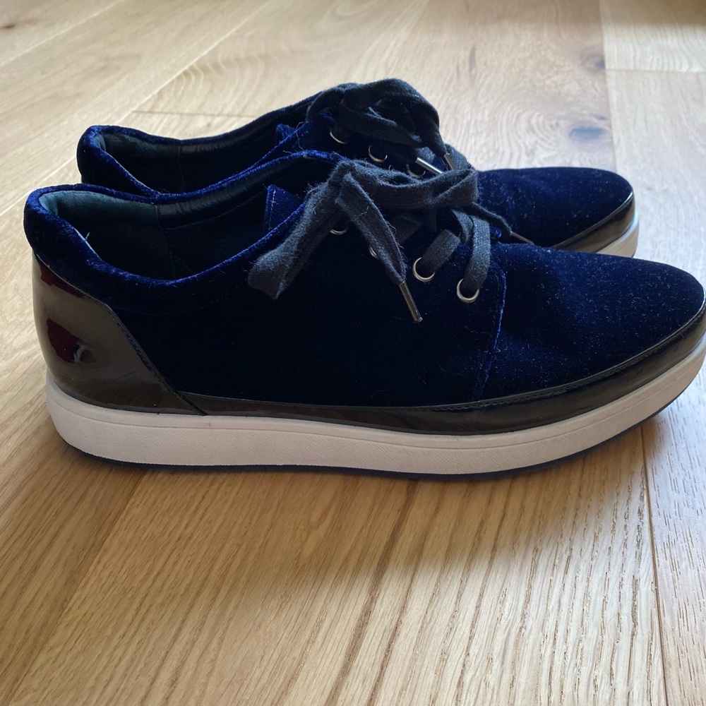 Women’s Blue Velvet & Patent Sneakers